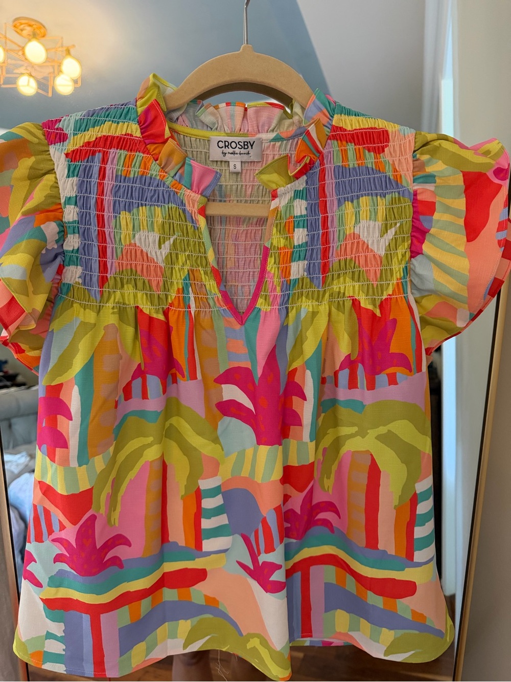 Crosby Top in Bright Tropical Print